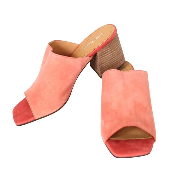 Lisa Vicky Shoes - Coral Suede Open-Toe Mule Sandals - Le-Velocity